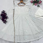 Off-White Sequined Blooming Anarkali Gown Set with Dupatta