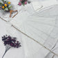 Off-White Sequined Blooming Anarkali Gown Set with Dupatta