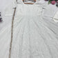 Off-White Sequined Blooming Anarkali Gown Set with Dupatta