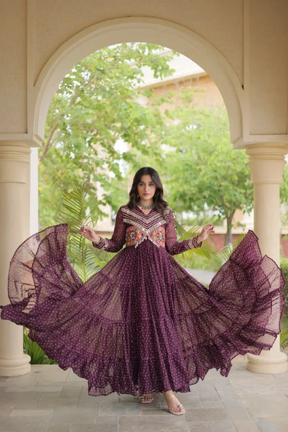 Bandhani Kutchi Patchwork Anarkali Gown