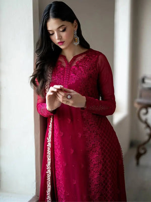 Designer Faux Georgette Embroidered Suit Set