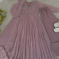 Mauve Fox Georgette Anarkali Gown Set with Dupatta