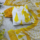 Yellow Cambric Cotton Printed Anarkali Set with Dupatta