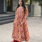 Multi-Color Muslin Embroidered Anarkali Suit with Dupatta