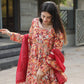 Multi-Color Muslin Embroidered Anarkali Suit with Dupatta