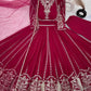 Designer Faux Georgette Embroidered Gown Set