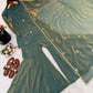 Embroidered Fendi Silk Sharara Set with Dupatta