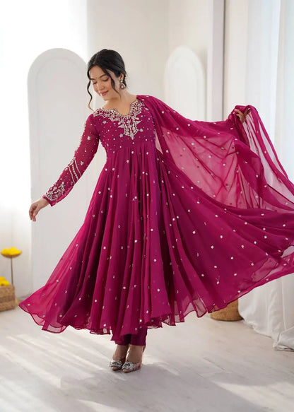 Mirror Sequin Embroidered Anarkali