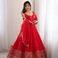 Scarlet Sequin Embroidered Anarkali Set