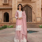 Embroidered Organza Silk Kurti Sharara Set
