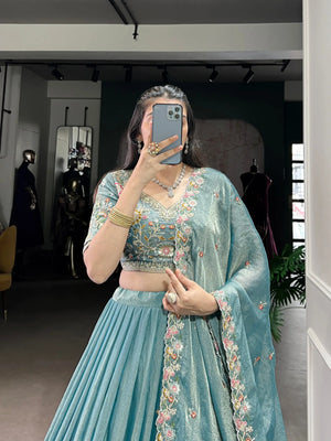 Zari Shimmer Embroidered Lehenga Set with Dupatta