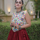 Rayon Kutchi Embroidered Lehenga Set