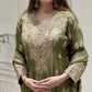 Olive Kundan Embroidered Suit Set