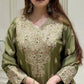 Olive Kundan Embroidered Suit Set