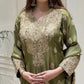 Olive Kundan Embroidered Suit Set