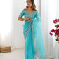 Embroidered Organza Silk Designer Saree with Blouse