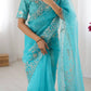 Embroidered Organza Silk Designer Saree with Blouse