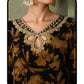 Black Floral Sequin Sharara Set
