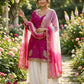 Embroidered French Crepe Top Palazzo Set with Organza Dupatta