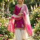 Embroidered French Crepe Top Palazzo Set with Organza Dupatta