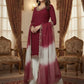 Embroidered French Crepe Top Palazzo Set with Organza Dupatta