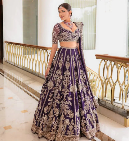 Deep Purple Zari Lehenga