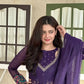 Violet Floral Cuff Anarkali Set