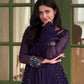 Violet Floral Cuff Anarkali Set