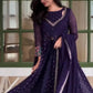 Violet Floral Cuff Anarkali Set