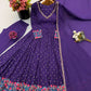 Violet Floral Cuff Anarkali Set