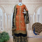 Rust Brown Nylon Net Embroidered Kurti Palazzo Set with Dupatta