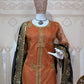 Rust Brown Nylon Net Embroidered Kurti Palazzo Set with Dupatta