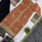 Rust Brown Nylon Net Embroidered Kurti Palazzo Set with Dupatta