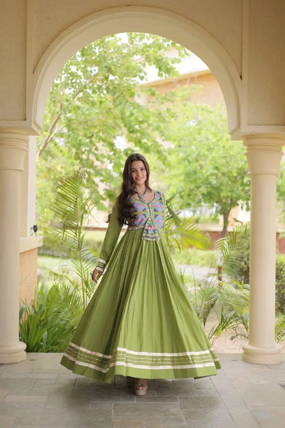 Kora Cotton Gota Jacket Anarkali