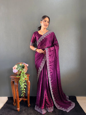 Scattered Crystal Rangoli Saree