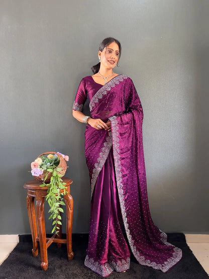 Scattered Crystal Rangoli Saree