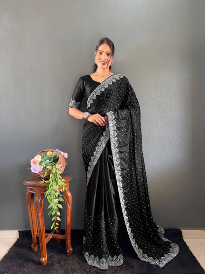 Scattered Crystal Rangoli Saree