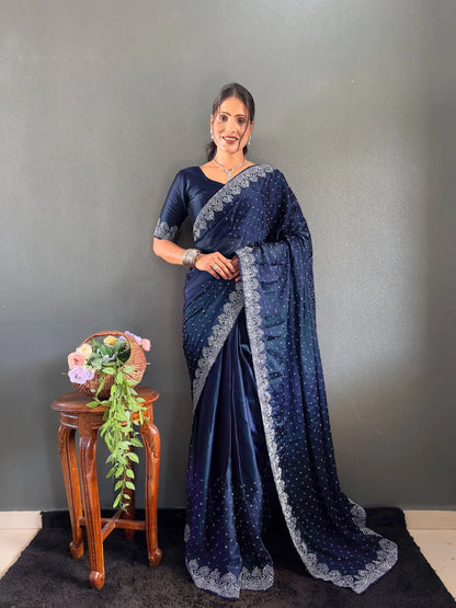 Scattered Crystal Rangoli Saree