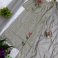 Dove Grey Faux Georgette Pearl Moti Embroidered Kurti Pant Set for Wedding & Festive Wear