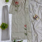 Dove Grey Faux Georgette Pearl Moti Embroidered Kurti Pant Set for Wedding & Festive Wear