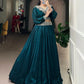 Emerald Green Vichitra Silk Thread Embroidered Lehenga Set
