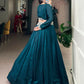 Emerald Green Vichitra Silk Thread Embroidered Lehenga Set
