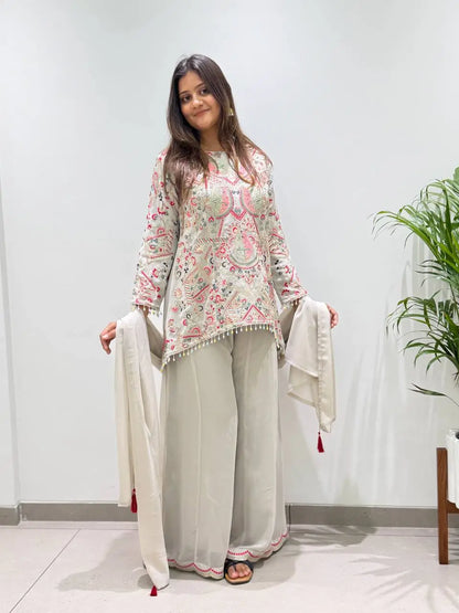 Grey Sequin Latkan Embroidered Kurta
