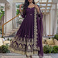 Embroidered Crunchy Silk Gown Set for Festive and Wedding Occasions