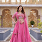 Rose Pink Pure Crunchy Silk Moti Sequins Embroidered Lehenga Choli for Wedding Wear