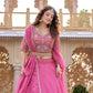 Rose Pink Pure Crunchy Silk Moti Sequins Embroidered Lehenga Choli for Wedding Wear