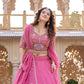 Rose Pink Pure Crunchy Silk Moti Sequins Embroidered Lehenga Choli for Wedding Wear