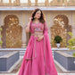 Rose Pink Pure Crunchy Silk Moti Sequins Embroidered Lehenga Choli for Wedding Wear