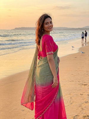 Ombre Cutdana Chiffon Saree