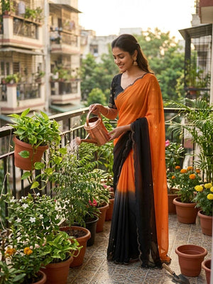 Ombre Cutdana Chiffon Saree